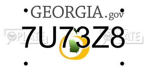 7U73Z8 Georgia License Plate