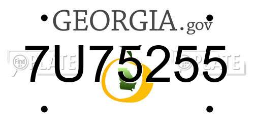 7U75255 Georgia License Plate