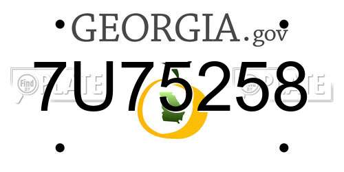 7U75258 Georgia License Plate