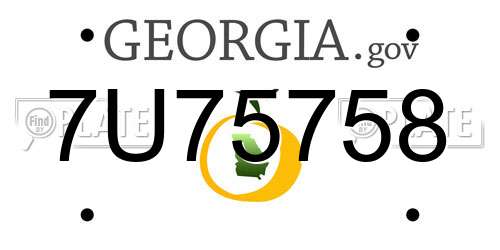 7U75758 Georgia License Plate