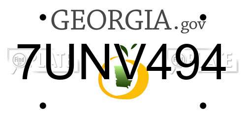 7UNV494 Georgia License Plate