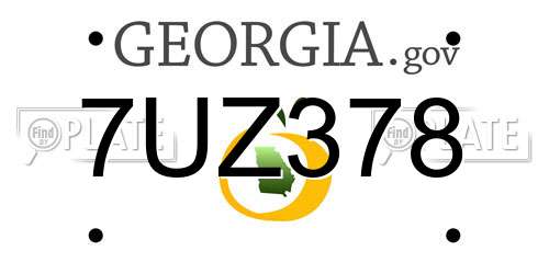 7UZ378 Georgia License Plate