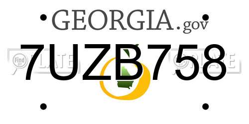 7UZB758 Georgia License Plate