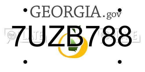 7UZB788 Georgia License Plate