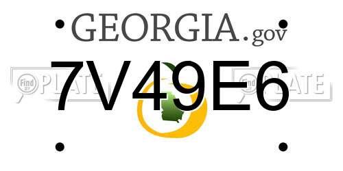 7V49E6 Georgia License Plate