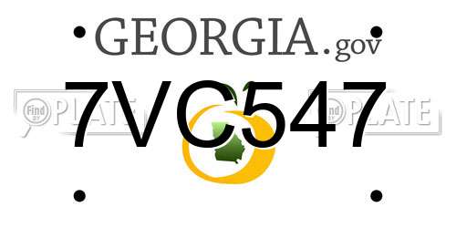 7VC547 Georgia License Plate