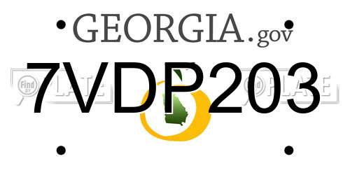 7VDP203 Georgia License Plate