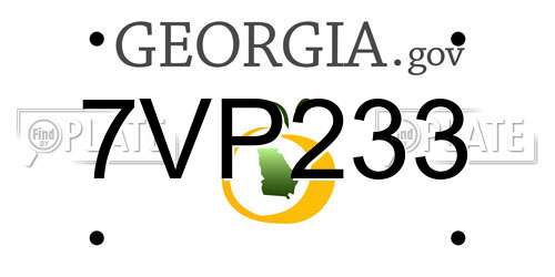 7VP233 Georgia License Plate