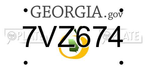 7VZ674 Georgia License Plate