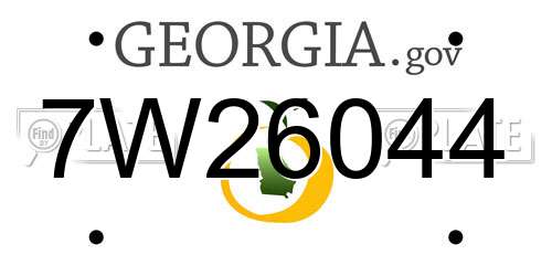 7W26044 Georgia License Plate