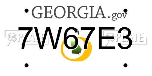 7W67E3 Georgia License Plate
