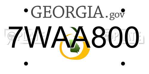 7WAA800 Georgia License Plate