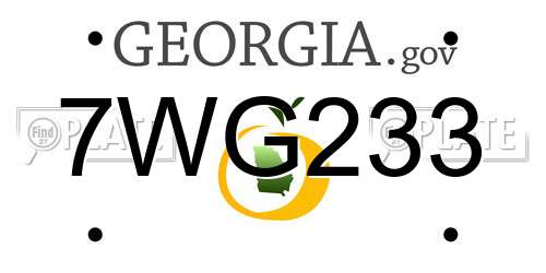 7WG233 Georgia License Plate