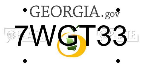 7WGT33 Georgia License Plate