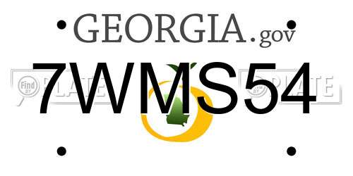 7WMS54 Georgia License Plate