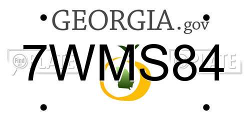 7WMS84 Georgia License Plate