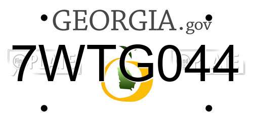7WTG044 Georgia License Plate