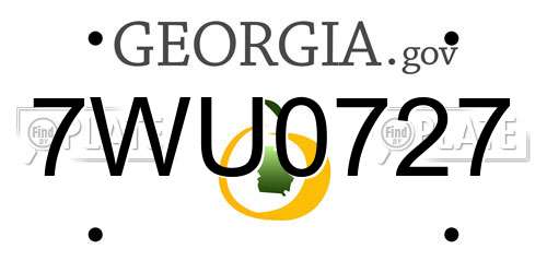 7WU0727 Georgia License Plate