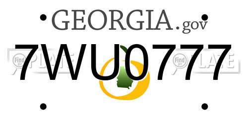 7WU0777 Georgia License Plate