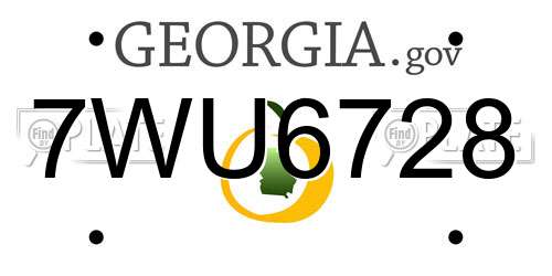 7WU6728 Georgia License Plate