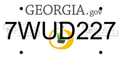 7WUD227 Georgia License Plate