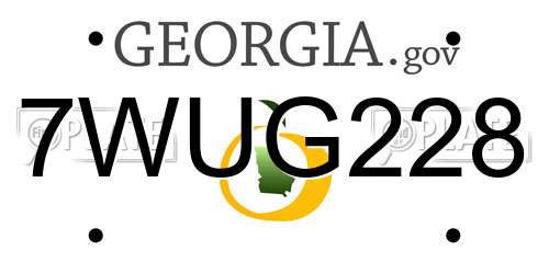7WUG228 Georgia License Plate