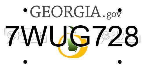 7WUG728 Georgia License Plate