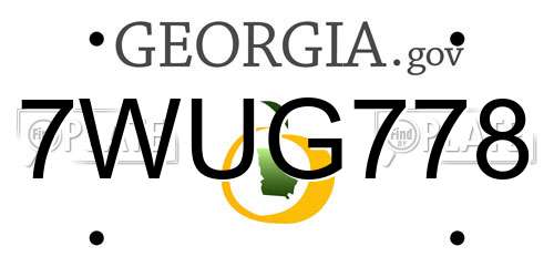 7WUG778 Georgia License Plate