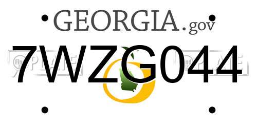 7WZG044 Georgia License Plate