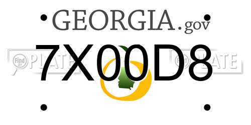 7X00D8 Georgia License Plate
