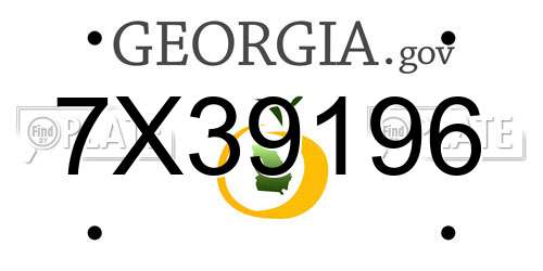 7X39196 Georgia License Plate