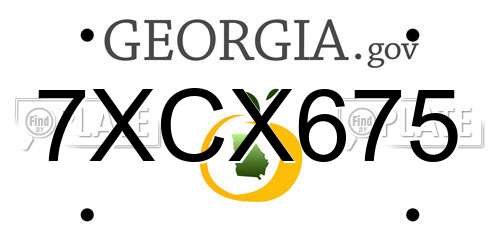 7XCX675 Georgia License Plate