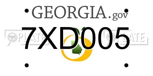 7XD005 Georgia License Plate