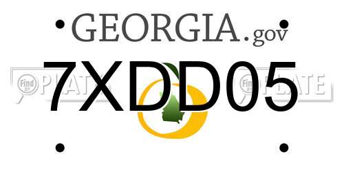 7XDD05 Georgia License Plate