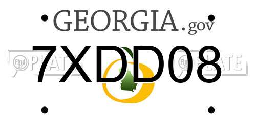 7XDD08 Georgia License Plate