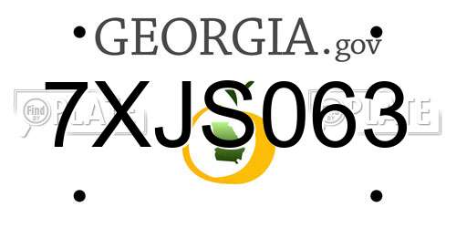 7XJS063 Georgia License Plate