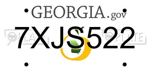 7XJS522 Georgia License Plate