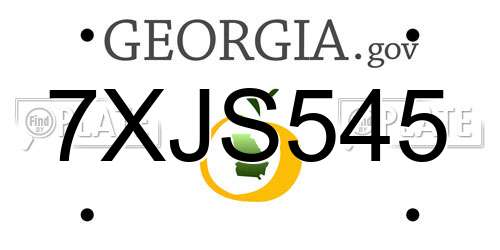 7XJS545 Georgia License Plate