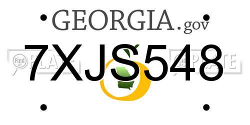 7XJS548 Georgia License Plate