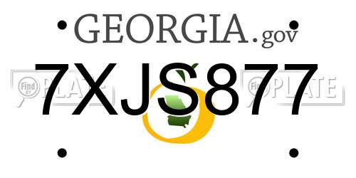 7XJS877 Georgia License Plate