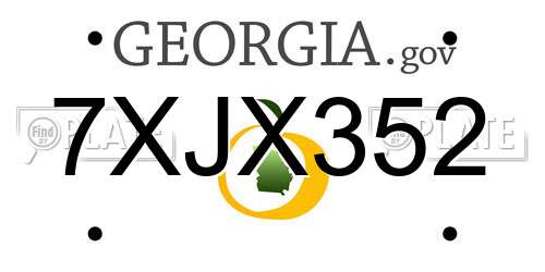 7XJX352 Georgia License Plate