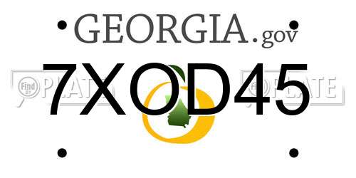 7XOD45 Georgia License Plate