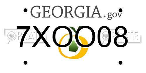 7XOO08 Georgia License Plate