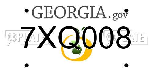 7XQ008 Georgia License Plate