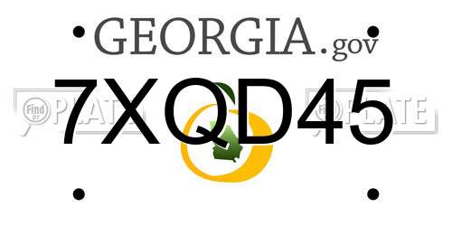 7XQD45 Georgia License Plate
