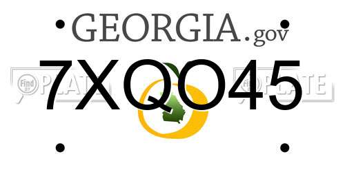 7XQO45 Georgia License Plate