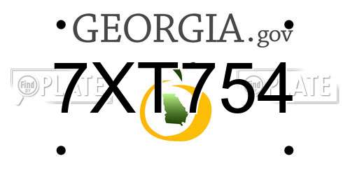 7XT754 Georgia License Plate