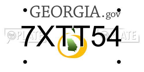 7XTT54 Georgia License Plate