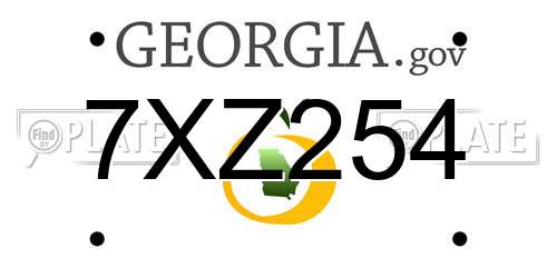 7XZ254 Georgia License Plate