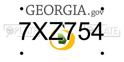 7XZ754 Georgia License Plate
